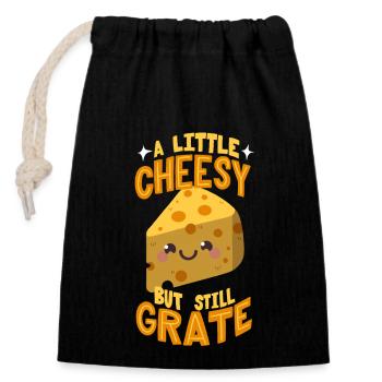 Jeu de mots sur le fromage - Sac cadeau en coton avec cordon (14 x 20 cm) - noir - Devant