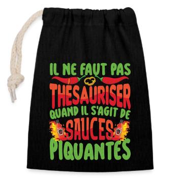 Tenue d’amant de poivre de nourriture épicée pour épicé - Sac cadeau en coton avec cordon (14 x 20 cm) - noir - Devant