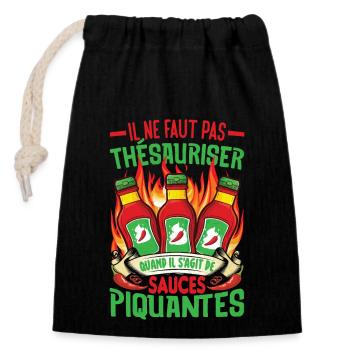 Tenue d’amant de poivre de nourriture épicée pour épicé - Sac cadeau en coton avec cordon (14 x 20 cm) - noir - Devant