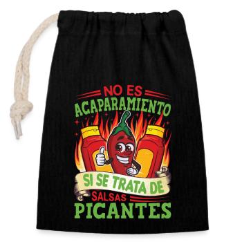 Tenue d’amant de poivre de nourriture épicée pour épicé - Sac cadeau en coton avec cordon (14 x 20 cm) - noir - Devant