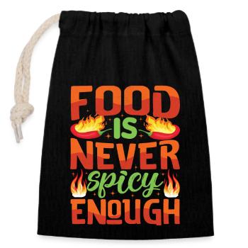 Looks hot – girl with hot chili and - Closable cotton gift bag (14x20cm) - black - Front