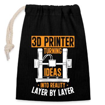 3D Drucker 3D Druck - Verschließbarer Geschenkbeutel aus Baumwolle (14x20cm) - Schwarz - Vorne