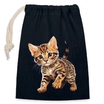 Bengal Cat Bengalkatze - Verschließbarer Geschenkbeutel aus Baumwolle (14x20cm) - Navy - Vorne