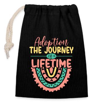 Adoption The Journey Of A Lifetime Family Adopted - Closable cotton gift bag (14x20cm) - black - Front