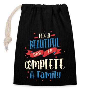 It's A Beautiful Day To Complete A Family Adoption - Closable cotton gift bag (14x20cm) - black - Front