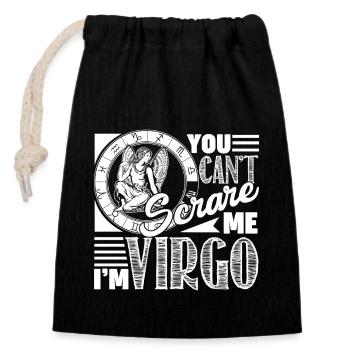 Virgo You Can't Scare Me I'm Virgo - Closable cotton gift bag (14x20cm) - black - Front