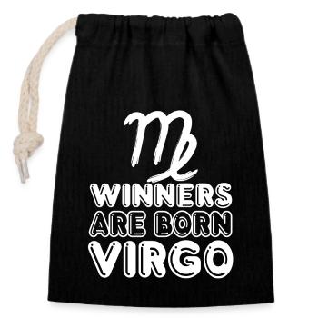 Virgo Winners Are Born Virgo Horoscope - Closable cotton gift bag (14x20cm) - black - Front