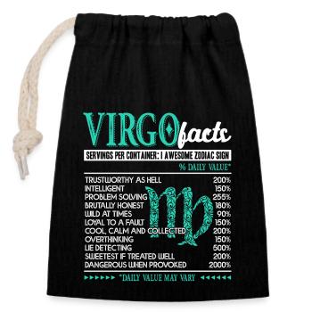 Virgo Facts I Awesome Zodiac Sign - Closable cotton gift bag (14x20cm) - black - Front