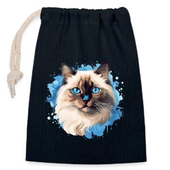 Birman Cat Birma Katze - Verschließbarer Geschenkbeutel aus Baumwolle (14x20cm) - Navy - Vorne