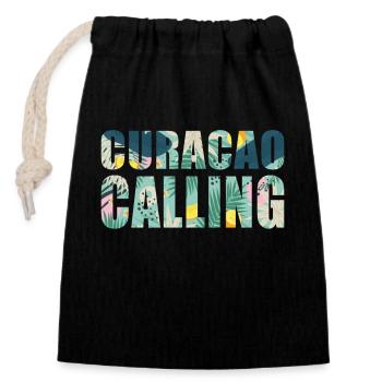 Curacao Calling Tropical Vibes - Closable cotton gift bag (14x20cm) - black - Front
