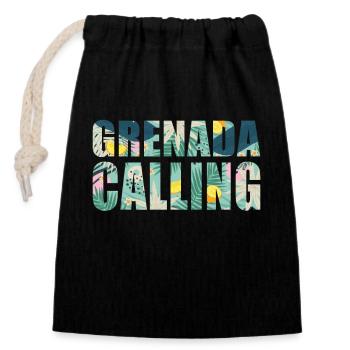 Grenada Calling Tropical Vibes - Closable cotton gift bag (14x20cm) - black - Front