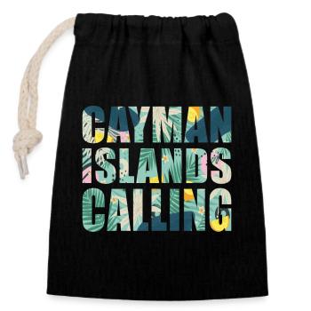 Vacances souvenirs aux îles Caïmans - Sac cadeau en coton avec cordon (14 x 20 cm) - noir - Devant