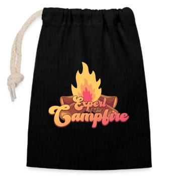 Experte für Camping-Experten am Lagerfeuer - Verschließbarer Geschenkbeutel aus Baumwolle (14x20cm) - Schwarz - Vorne