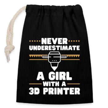 3D Drucker 3D Druck - Verschließbarer Geschenkbeutel aus Baumwolle (14x20cm) - Schwarz - Vorne