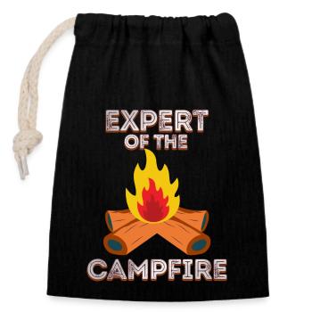 Expert Of Campfire Camping Expert - Closable cotton gift bag (14x20cm) - black - Front