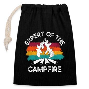 Experte für Camping-Experten am Lagerfeuer - Verschließbarer Geschenkbeutel aus Baumwolle (14x20cm) - Schwarz - Vorne