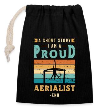 Acrobate Aérienne Une Histoire Courte Je Suis Fière Gymnastique - Sac cadeau en coton avec cordon (14 x 20 cm) - noir - Devant