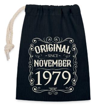 Vintage - Original since November 1979 Birthday - Closable cotton gift bag (14x20cm) - navy - Front