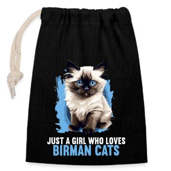Birman Cat Birma Katze - Verschließbarer Geschenkbeutel aus Baumwolle (14x20cm) - Schwarz - Vorne