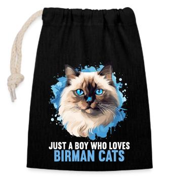 Birman Cat Birma Katze - Verschließbarer Geschenkbeutel aus Baumwolle (14x20cm) - Schwarz - Vorne