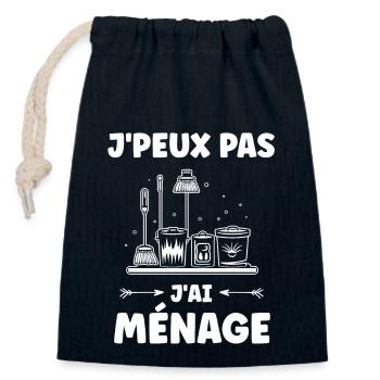 Humour faire le ménage - Sac cadeau en coton avec cordon (14 x 20 cm) - bleu marine - Devant
