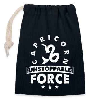 Force imparable du Capricorne - Sac cadeau en coton avec cordon (14 x 20 cm) - bleu marine - Devant