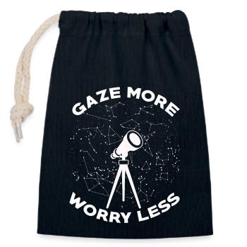 Stargazing Gaze More Worry Less - Closable cotton gift bag (14x20cm) - navy - Front