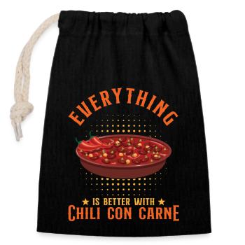 Everything Is Better With Chili Con Carne - Closable cotton gift bag (14x20cm) - black - Front