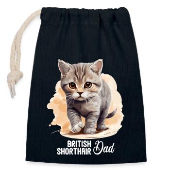 Cat Cats British Shorthair British Shorthair - Closable cotton gift bag (14x20cm) - navy - Front
