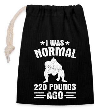 I was normal 220 Pounds ago - Closable cotton gift bag (14x20cm) - black - Front