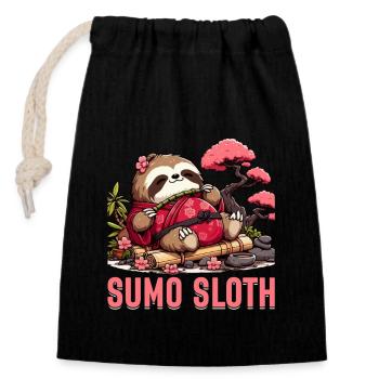 Paresseux de sumo - Sac cadeau en coton avec cordon (14 x 20 cm) - noir - Devant