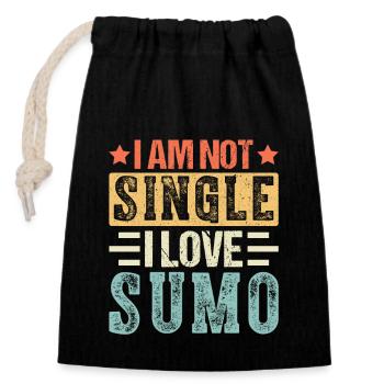 I am not Single I love Sumo - Closable cotton gift bag (14x20cm) - black - Front