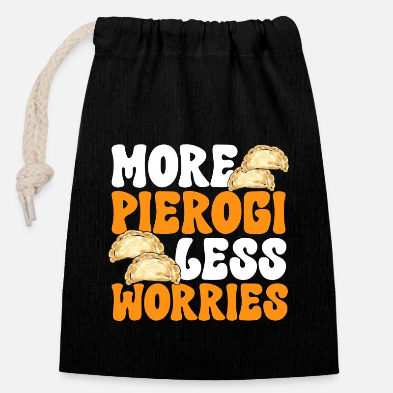 Polnisches Essen Pierogi - Verschließbarer Geschenkbeutel aus Baumwolle (14x20cm) - Schwarz