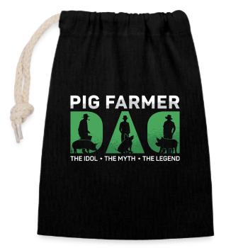 Papa éleveur de porcs L’idole Le mythe Le propriétaire du cochon - Sac cadeau en coton avec cordon (14 x 20 cm) - noir - Devant