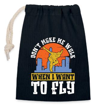 Parkour Don't Make Me Walk Backflip Parkour Lover - Closable cotton gift bag (14x20cm) - navy - Front