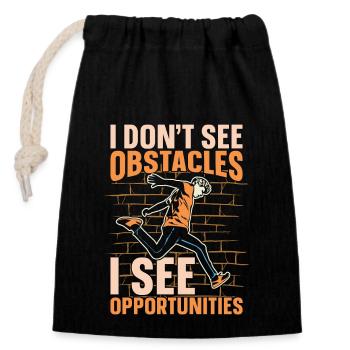 Parkour Je ne vois pas d’obstacles Je vois Parkour Runner - Sac cadeau en coton avec cordon (14 x 20 cm) - noir - Devant