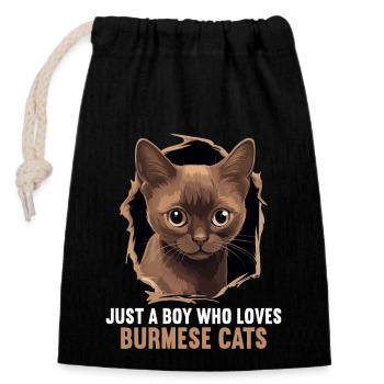 Burmese Cat Burma Katze - Closable cotton gift bag (14x20cm) - black - Front