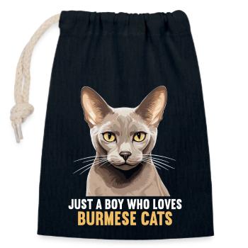 Burmese Cat Burma Katze - Closable cotton gift bag (14x20cm) - navy - Front