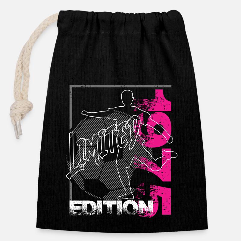 Édition limitée 1975 Édition limitée Football - Sac cadeau en coton avec cordon (14 x 20 cm) - noir