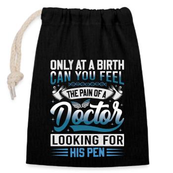 Outfit for medical students and physician assistants - Closable cotton gift bag (14x20cm) - black - Front