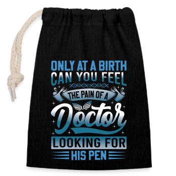 Tenue pour les étudiants en médecine et les assistants médicaux - Sac cadeau en coton avec cordon (14 x 20 cm) - noir - Devant