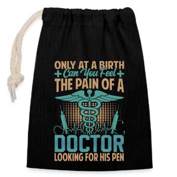 Tenue pour les étudiants en médecine et les assistants médicaux - Sac cadeau en coton avec cordon (14 x 20 cm) - noir - Devant