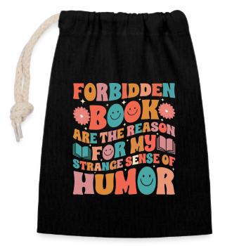 enthusiasts who read forbidden books, - Closable cotton gift bag (14x20cm) - black - Front