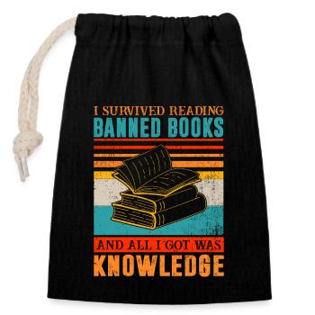 Bookworms for lovers of reading forbidden - Closable cotton gift bag (14x20cm) - black - Front