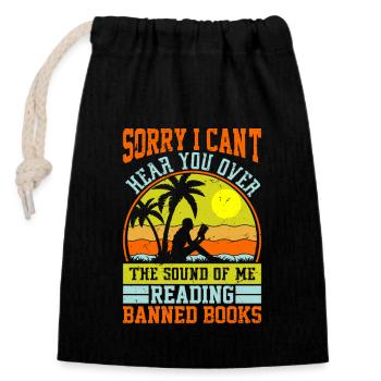 Beach palm tree lover outfit to read forbidden - Closable cotton gift bag (14x20cm) - black - Front