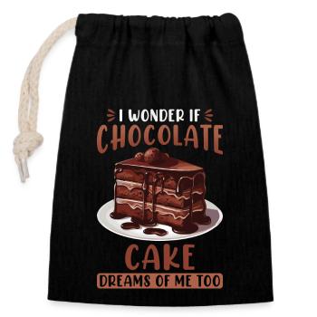 Chocolate Cake Baker Bakery Pastry Dessert Sweets - Closable cotton gift bag (14x20cm) - black - Front