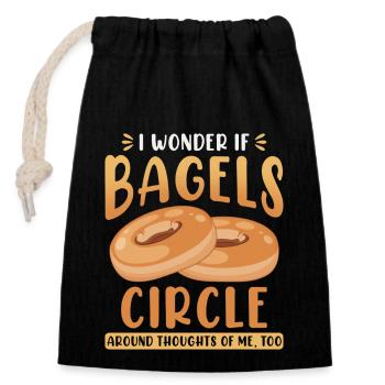 Bagels - Closable cotton gift bag (14x20cm) - black - Front
