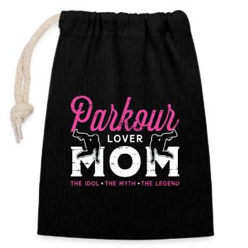 Maman amoureuse du parkour L’idole Le mythe aime courir - Sac cadeau en coton avec cordon (14 x 20 cm) - noir - Devant