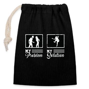 Amateur de parkour Mon problème Mon pictogramme Maman Papa - Sac cadeau en coton avec cordon (14 x 20 cm) - noir - Devant