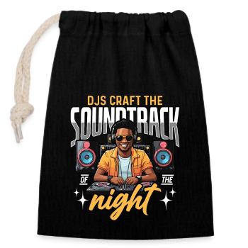 Les DJ disc-jockeys créent la bande originale de l’amateur de musique - Sac cadeau en coton avec cordon (14 x 20 cm) - noir - Devant